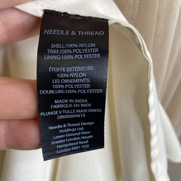 Needle & Thread Plunge V-Tulle Maxi in Cream &‎ Dust Sz 4 - Picture 5 of 9